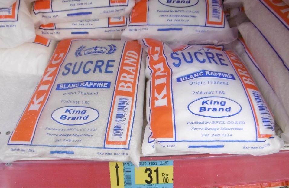 Le sucre importé de Thailande, vendu à approximativement Rs. 30 le kilo à l'Ile Maurice.